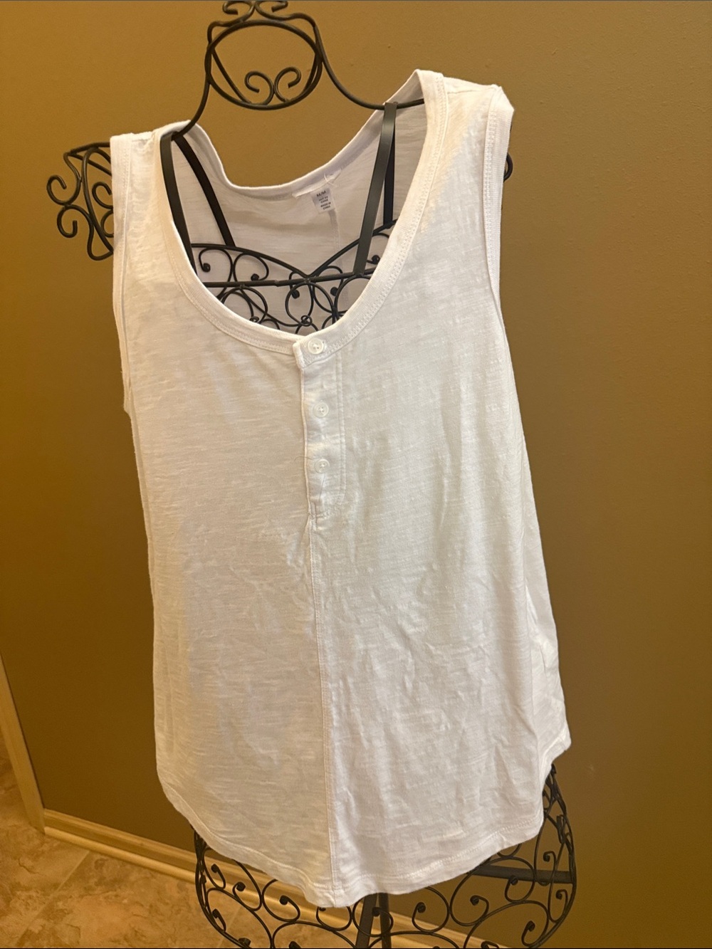 Tribal White Button-Front Lightweight Tank